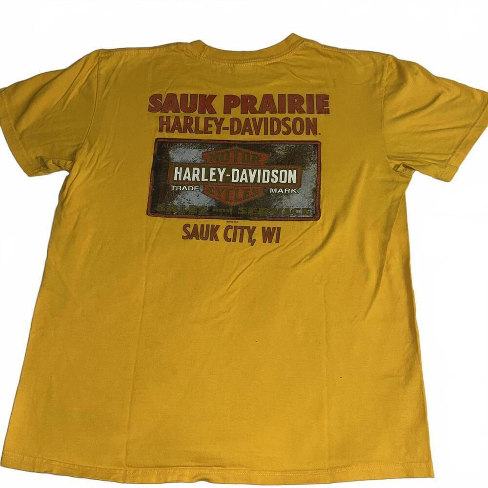Vintage Harley-Davidson Men’s L Sauk Prairie “Live Free ride free” Yellow TShirt - Picture 2 of 7